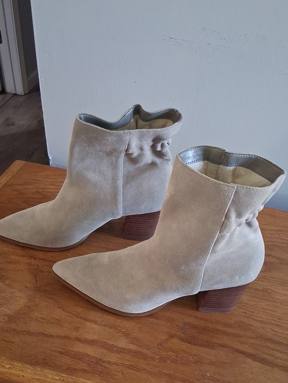 Sole Society Taupe Suede Pointed-Toe Ankle Booties